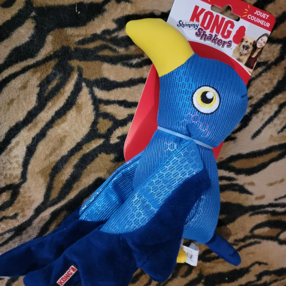 KONG Shimmy Shakers  Vibrant Blue Bird Toy with Yellow Beak